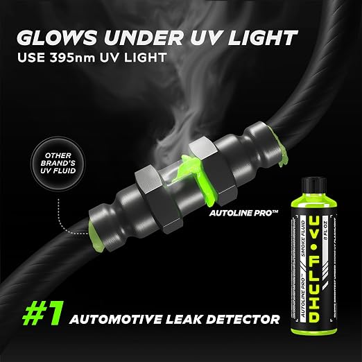 AutoLine Pro UV KIT for Smoke Machine Leak Detection with Brightest & High Smoke Density UV Fluid, UV Premium Adjustable Goggle, and 395nm WAVELENGTH Ultraviolet UV Flashlight for EVAP Vacuum leaks