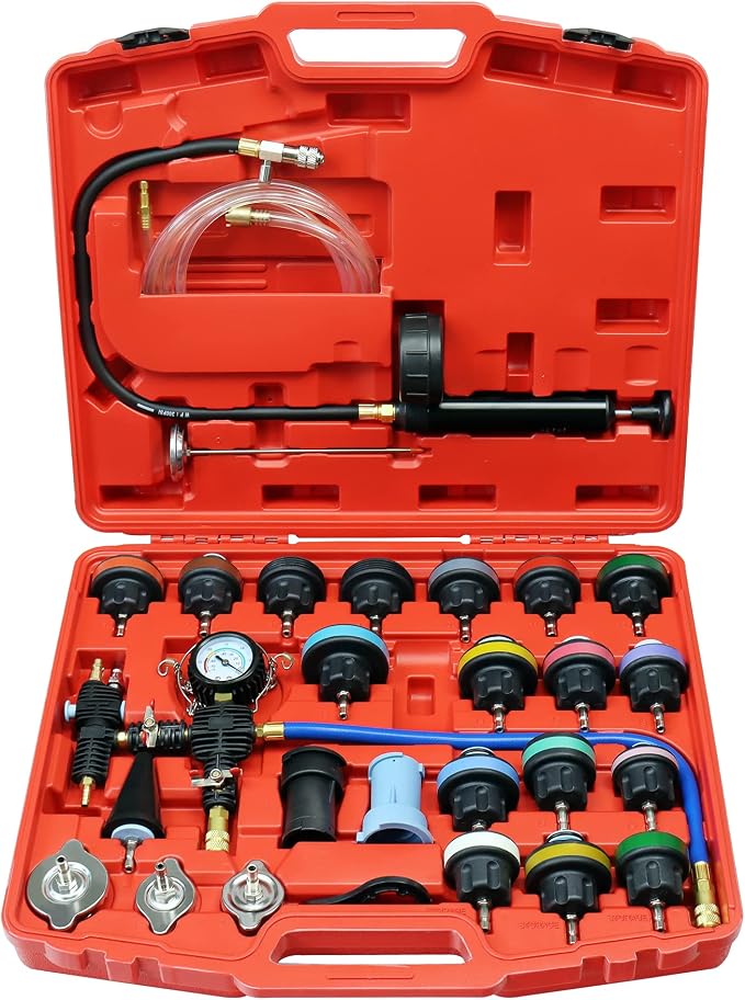 JoyFans Coolant Pressure Tester Kit, Cooling System Coolant Vacuum Refill Kit Automotive Tools Works on Radiator Leak Test & Coolant Fill Purge Service for Cars Trucks Airlift