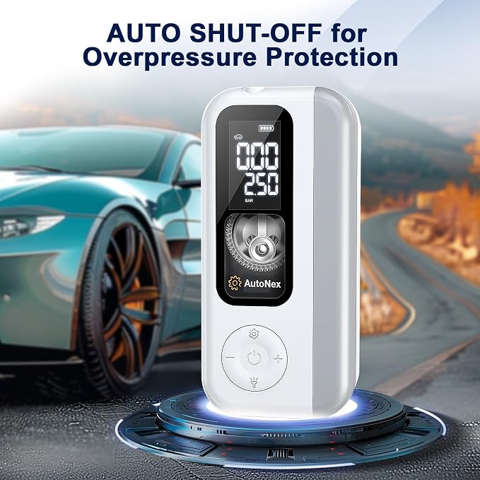Tire Inflator Portable Air Compressor, Cordless Tire Air Pump with LED Light, 150 PSI Car Tire Air Pump, Electric Tire Inflator for Inflatables, Car, Bike, Motorcycle