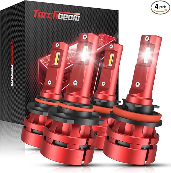 Torchbeam 2026 9005/H11 LED Fog Lights 1:1 Replacement, 118000LM 10X Brighter, 80,000Hrs, Plug and Play，Pack of 4