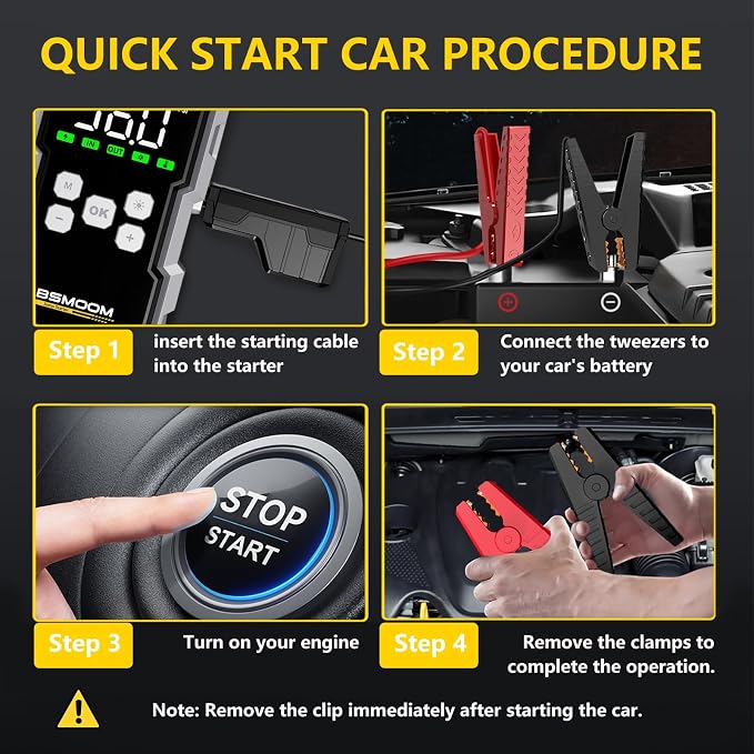 Jump Starter with Air Compressor, 7000A 26800mAh 150PSI Portable Car Battery Jump Starter (All Gas/10.0L Diesel), Jump Box Portable Jumper Cables with 3.4" LCD Display, 2 Lights
