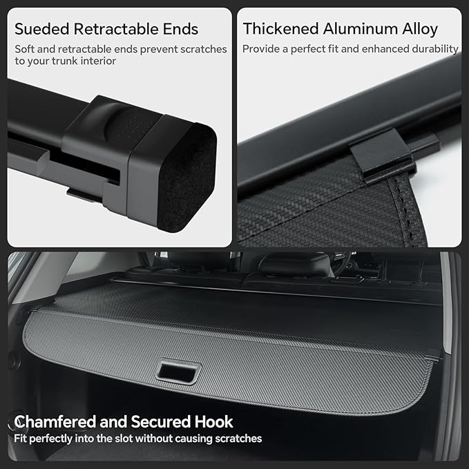 Trunk Cargo Cover for Chevy Equinox GMC Terrain 2025 2026, with Carbon Fiber Texture, Anti - Peeping Retractable Security Shade for Privacy, SUV Accessories (No Equinox EV)