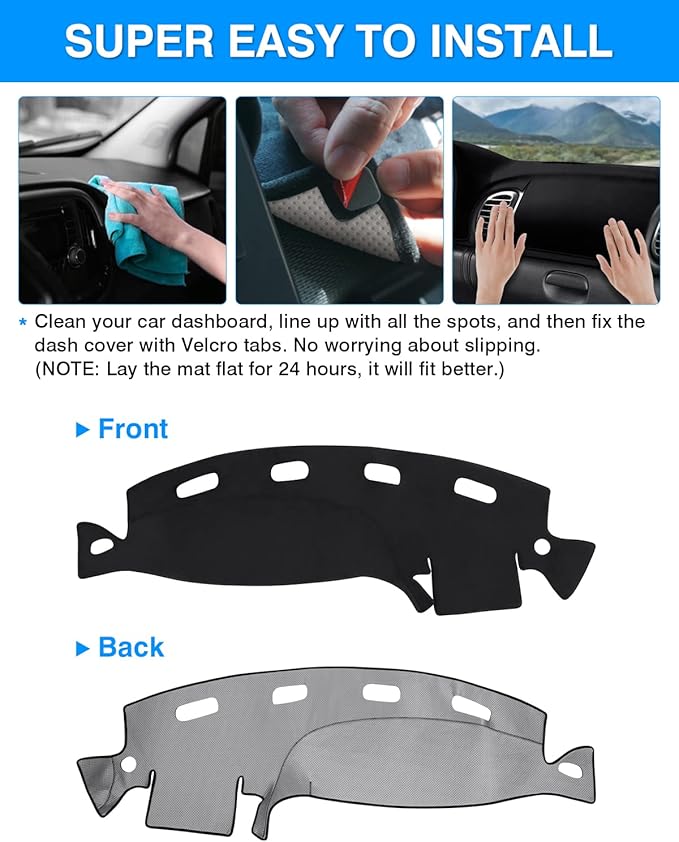 Autorder Dashboard Cover Mat for Dodge Ram 1500 2500 3500 1998-2001 Accessories Dash Cover Flannel Dash Mat Sunshade Glare UV Rays Protector
