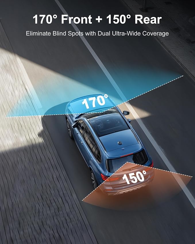 4K Dash Cam Front Rear, Dual Dash Camera for Cars Built in 5GHz/2.4GHz WiFi GPS Dashcam with G-Sensor 24H Parking Monitor Loop Recording WDR Night Vision 170° View Angle APP Control Free 64GB SD Card