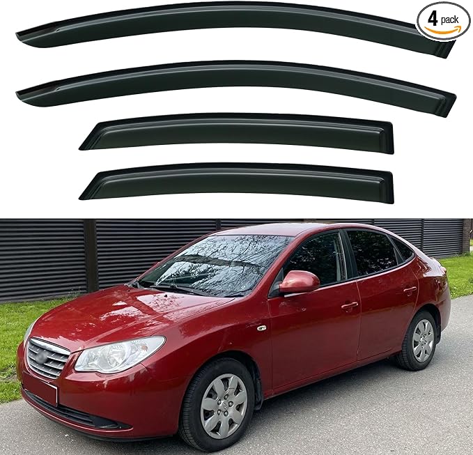 Window Visors Rain Guards for 2007 2008 2009 2010 Hyundai Elantra, Out-Channel Window Vent Wind Deflectors Visors Shades for 07 08 09 10 Elantra