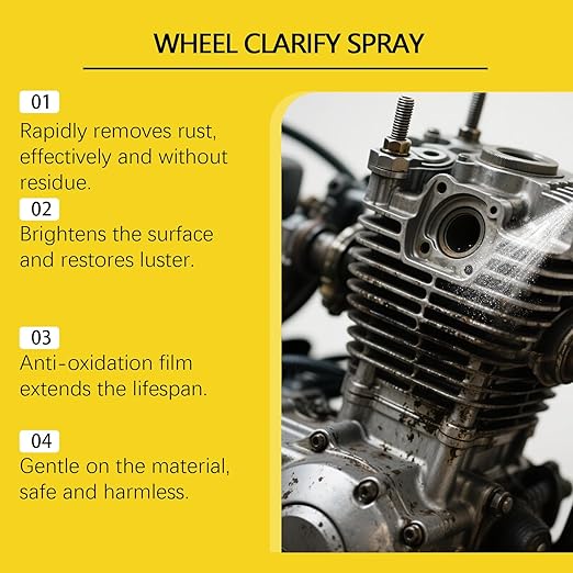 Automotive Rust Remover Spray,Multi-Functional Quick-Acting Rust Removal Spray,Rust Remover for Metal,Heavy Duty Metal Cleaner for Vehicles,Tools,Chains,Iron (1pc)