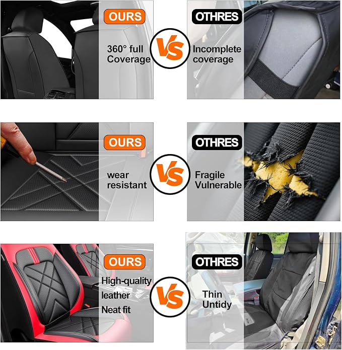 4Runner Car Seat Covers Custom Fit for Toyota 4Runner 2003-2026, Premium Full Coverage Leather Automotive Seat Protectors, Waterproof Breathable, Airbag Compatible (Full Set, Red & Black)