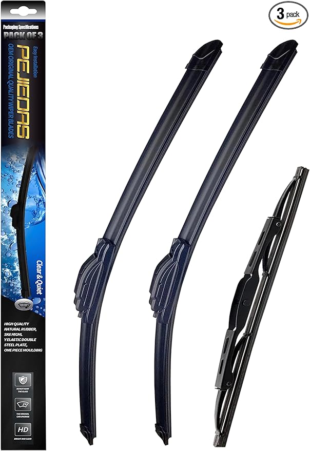 3 Wiper Blades for Chevrolet Trailblazer/GMC Envoy 2002-2006/Yukon 2000-2006, OE Genuine Replacement (22″/22″ Front Wiper + 16″ Rear Wiper)