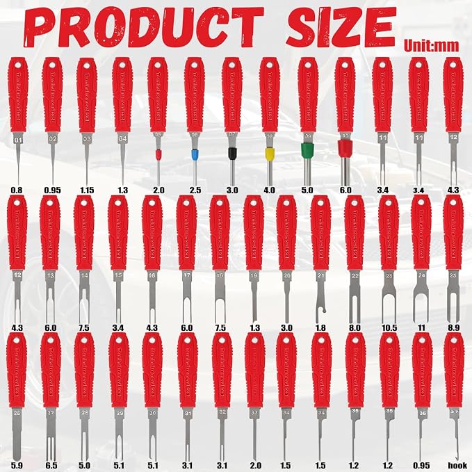 Depinning Tools Kit - 41Pcs Pin Removal Tools with Blow-Molded Case | 41Pcs Terminal Removal Tools Terminal Pin Removal Kit for Automotive Motorcycle Electrical Wire Harness & Connectors