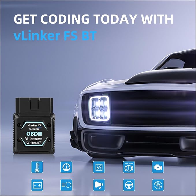 VGATE vLinker FS Bluetooth OBD2 Scanner Diagnostic Tool Wireless Code Reader for iPhone, Android & Windows Bi-Directional Control Car Diagnostic Scanner,All Systems Diagnosis, 30+ Services