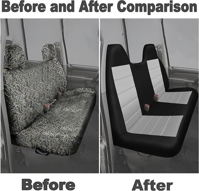 Custom Bench Seat Covers for Ford F150 1999 2000 2001 2002 2003 2004 Heavy Duty Cloth Protector Interior Accessories，Waterproof & Machine Washable - Gray