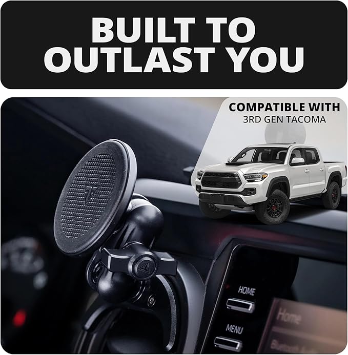 Tackform Link Vent Phone Mount Compatible with 2016-2023 Toyota Tacoma and 2014-2021 Toyota Tundra | Aluminum | Zero Slip | Compatible with MagSafe | Universal Magnetic Holder | 2" Arm | Red Knob