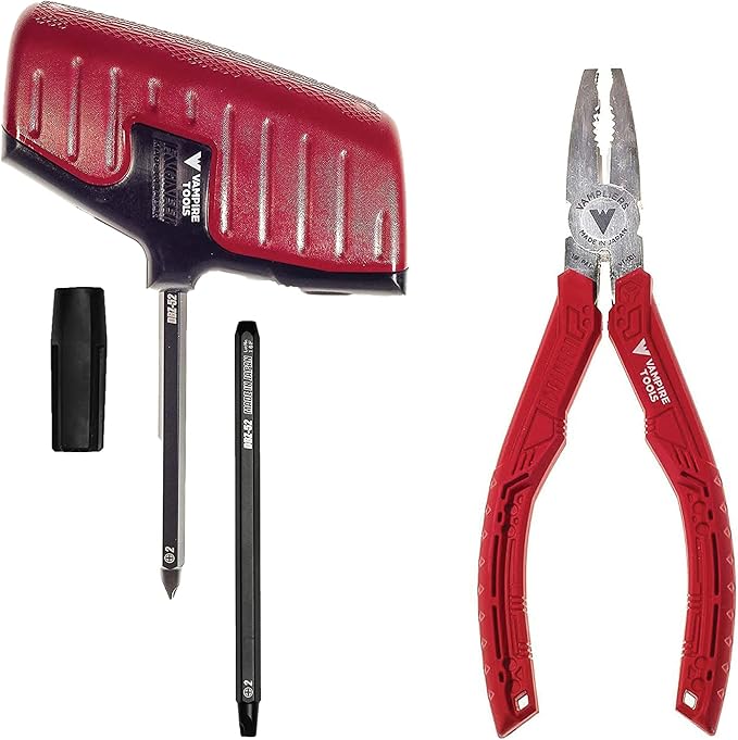 VamPLIERS 6.25" Screw Extraction Pliers + Vampire Tools' Recessed Screw Extractor with 2-in-1 Bit Set