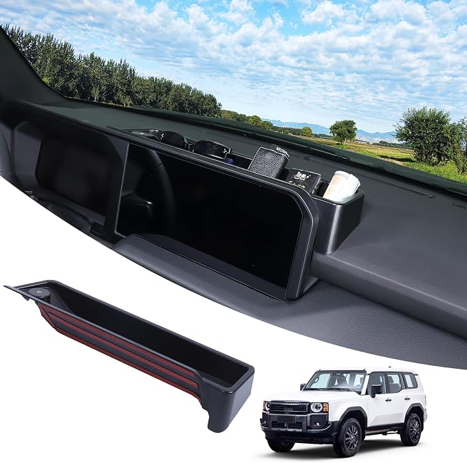 Dashboard Storage Box Compatible with Toyota Land Cruiser 250 Prado LC250 J250 2024 2025 2026, ABS Center Console Organizer Tray Navigation Screen Behind Storage Box