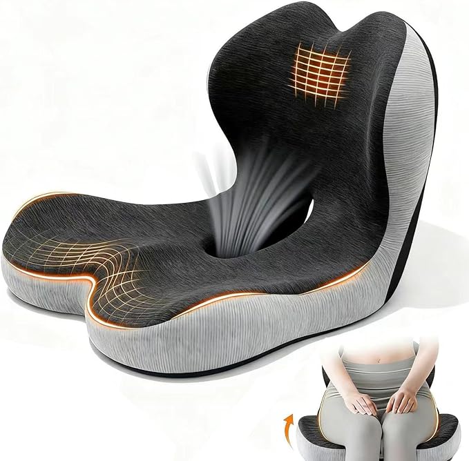 Car Seat Cushion for Long Driving, Office Chair Cushion | Truck Seat Cushion, Increase Height by 3.94 Inch, Double Non slip, Improves Sitting Posture, Sciatica & Tailbone Pain Relief