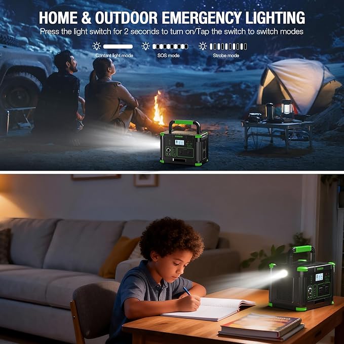 500W Solar Generator with 100W Foldable Solar Panel, Portable Power Station 500W AC Outlet, MC-4 Solar Battery Charger for Home Emergency, Camping, Road Trip, Van