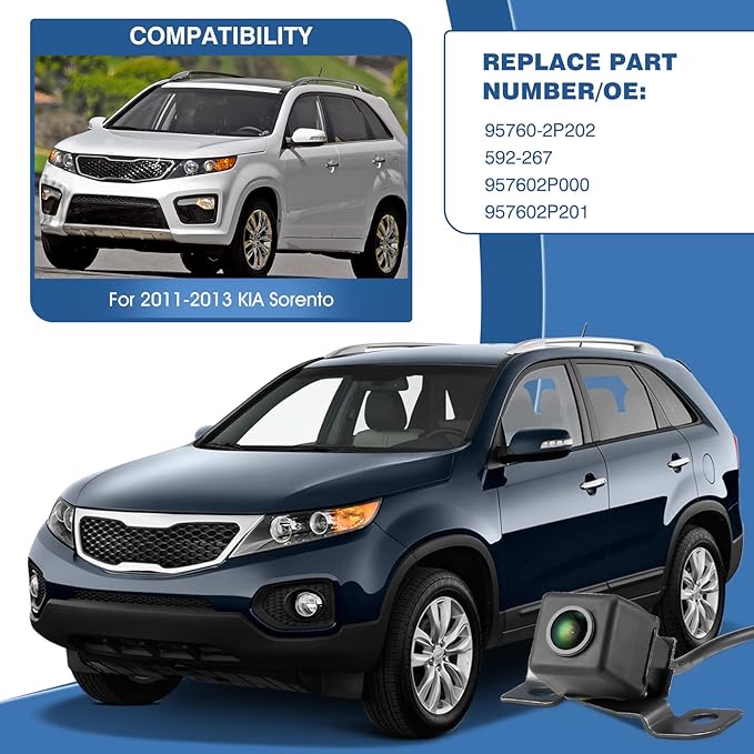 95760-2P202 Rear View Backup Camera Fit for KIA Fit for Sorento 2011 2012 2013, Reversing Parking Assist Camera Replaces 592-267 957602P000 957602P201