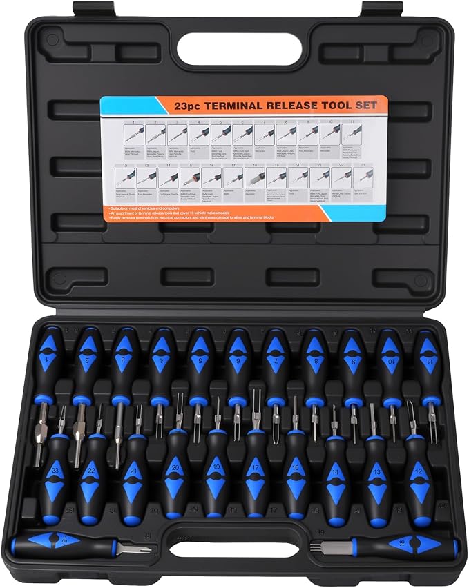 23PCS Universal Terminal Removal Tool Kit, Pin Electrical Terminal | Wire Connector Removal, Terminal Release Electrical Connector Removal Tool Kit for American Domestic and Imported Vehicles