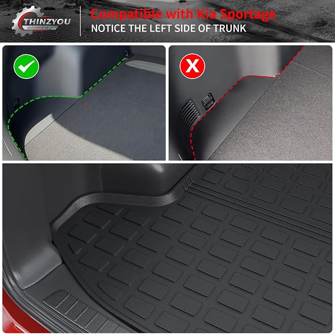 Cargo Mat Compatible with 2023 2024 2025 2026 KIA Sportage Cargo Liner Trunk Liner TPE Back Seat Cover Protector 2025 Sportage Accessories Non-Plug-in Hybrid (Trunk Mat+Backrest Mats)