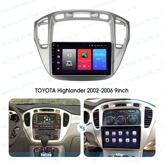 9inch 2DIN Installation Dash Kit fits for Toyota Highlander 2001-2007 Aftermarket Android Car Radio Stereo Mounting Fascia Panel