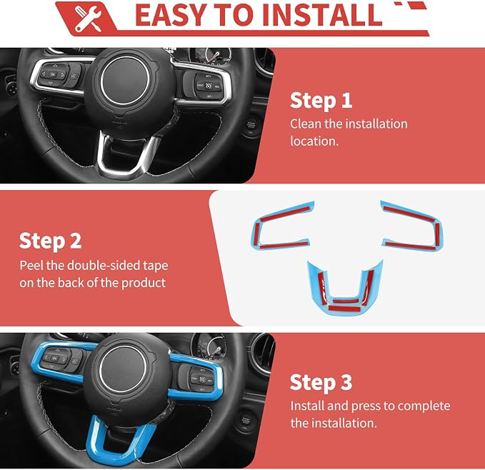23pcs Full Set Interior Trim Kit for Jeep Wrangler JL JLU Gladiator JT 2018-2023 Steering Wheel Door Handle Air Conditioning Vent Cup Holder Reading Light Headlight Gear Cover, Light Blue