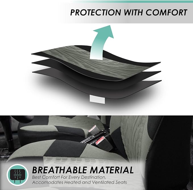 FH Group Three Row Set 7 Seater Gray Travel Master Car Seat Covers, Airbag and Split Rear Car Seat Cover Universal Fit Interior Accessories for Cars Trucks & SUV Automotive Seat Covers