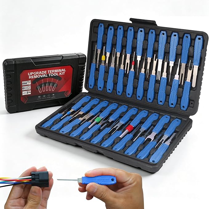 Depinning Tools Kit - 41Pcs Pin Removal Tools with Blow-Molded Case | 41Pcs Terminal Removal Tools Terminal Pin Removal Kit for Automotive Motorcycle Electrical Wire Harness & Connectors