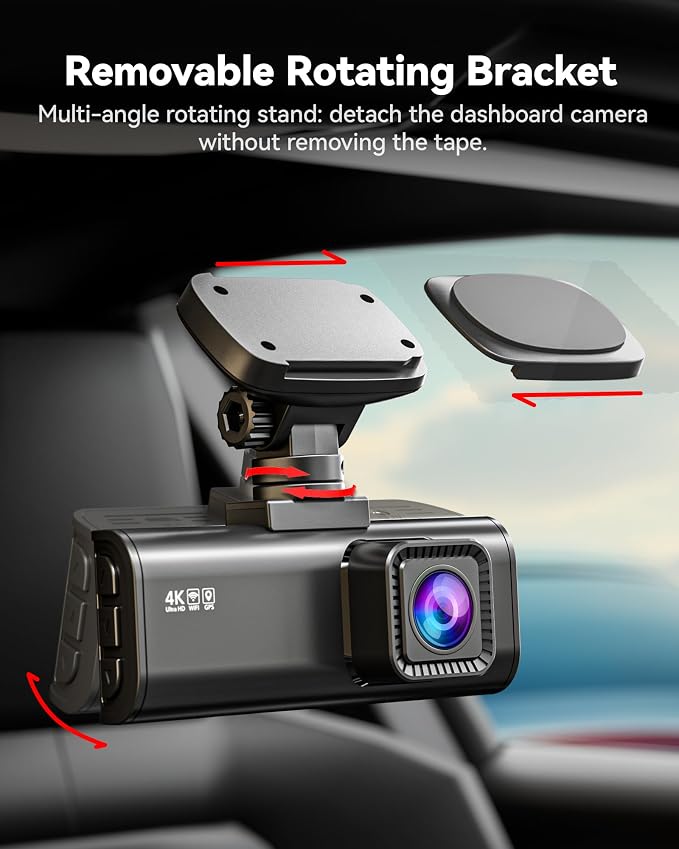 REDTIGER F7N Pro 4K Dash Cam Front and Rear, STARVIS 2 Sensor, 4K/2.5K+1080P Dual Dash Camera for Cars, Built-in 5.8Hz WiFi 6, GPS Tracking, 3.18 Inch Screen, Parking Monitor(SD Card Not Included)