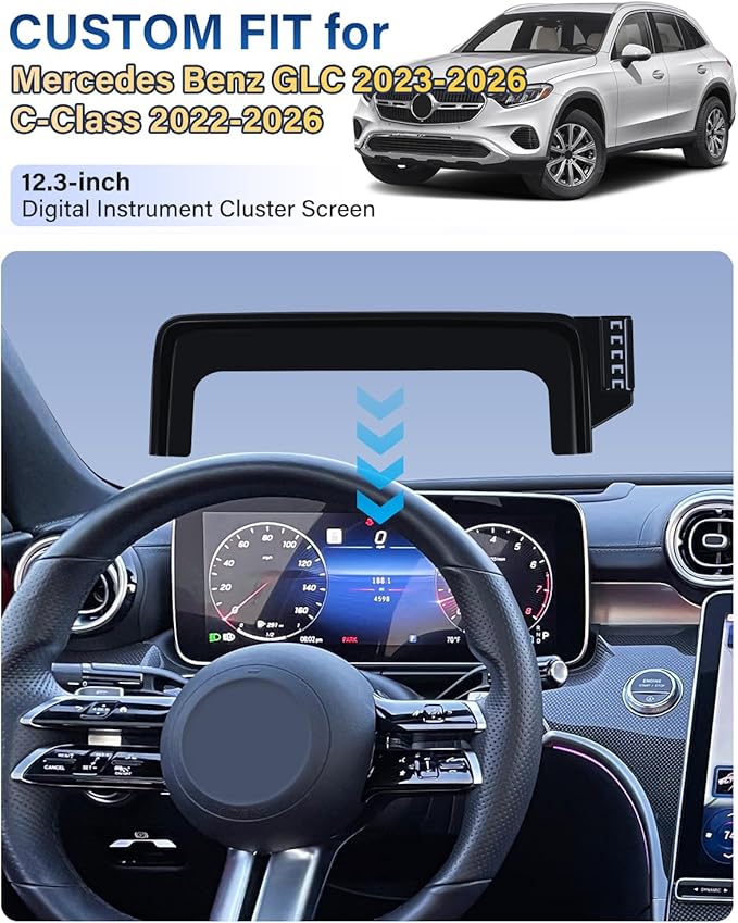 Magnetic Phone Mount for Mercedes Benz GLC 2023-2026 C-Class 2022-2026 Accessories 12.3-Inch Screen Fixed Clip, Cell Phone Base Automobile Cradles Magnets Phone Holder Compatible with MagSafe