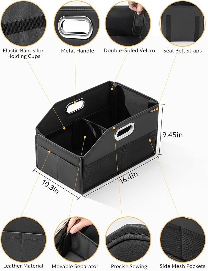 Car Seat Organizer for Front Seat and Back Saet for Travel Kids and Adults Car Office, 50 PCS Disposable 2 Gallon Car Trash Bags Hanging, Leak-proof, Odor Seal.