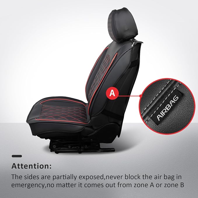 MIROZO Tacoma Front Seat Covers,Leather Truck Seat Covers Waterproof Car Seat Covers Fits for 2024 2025 2026 Toyota Tacoma Crew Cab,Toyota Tacoma Seat Covers Tacoma (Black and Red,2PCS Front)