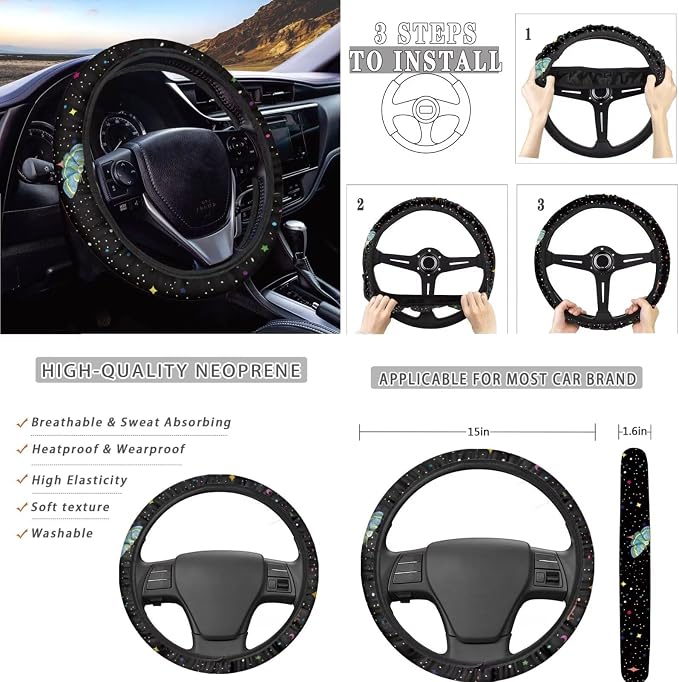 AFPANQZ Mushroom Car Accessories Auto Seat Cover Protection with Steering Wheel Cover/Gear Shift Knob Cover/Car Handbrake Cover/Seat Belt Shoulder Pads/Cup Holder Universal 11 Piece