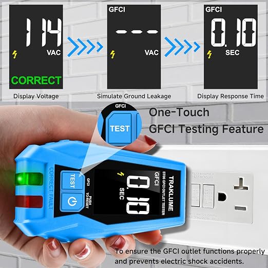 Electrical Test Kit, GFCI Outlet Tester with LCD Display, Non-Contact Voltage Tester Kit with Flashlight, for Wiring Fault Detection, Checking Outlets, and Voltage Testing