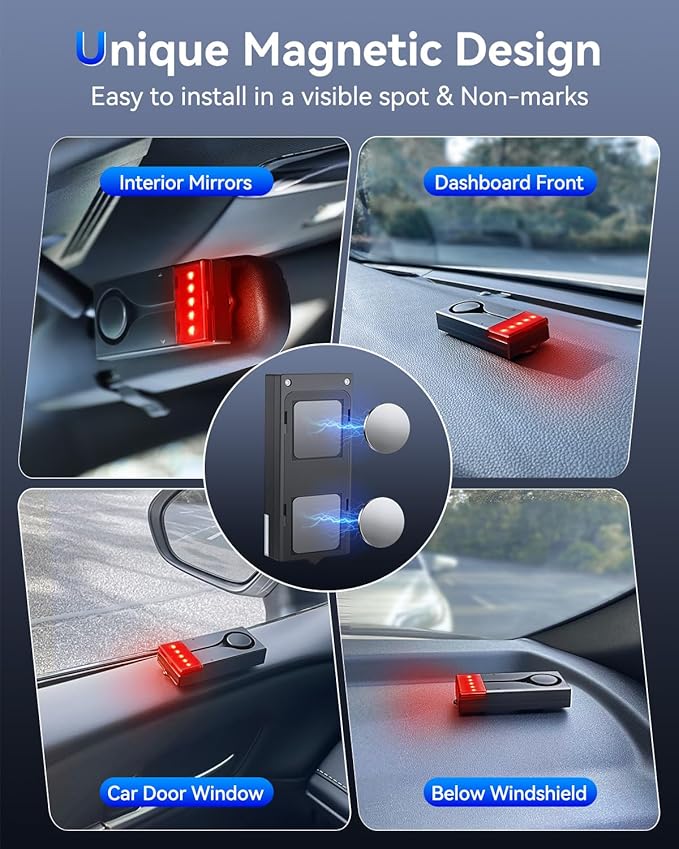 108dB Car Alarm System, Vehicle Anti-Theft Vibration Sensor Alarm & Red Light, Wireless Remote Anti Theft Car Device with Magnetic Install Design for Car, Truck (Upgrade 4.0)