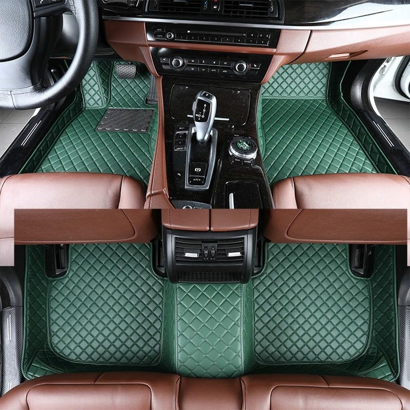 Custom Artificial Leather Waterproof All-Weather Car Floor Mats Fit for 99% Sedan SUV Sports Car Vehicle Car Mat (Green)