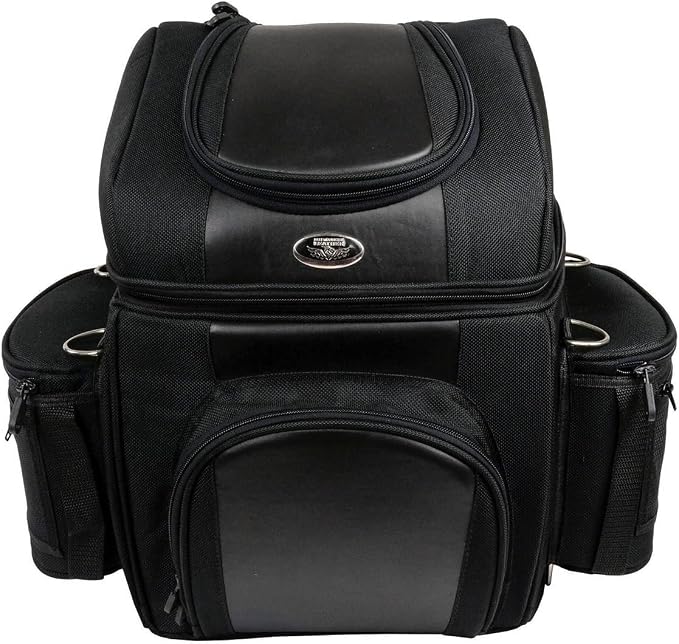Milwaukee Leather SH682 Medium Black Motorcycle Textile Sissy Bar Travel Bag - Medium