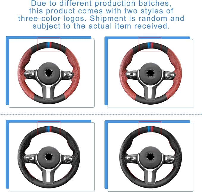 Microfiber Leather DIY Steering Wheel Cover for BMW X5 X2 M F85 X6 M F86 M Sport F30 F33 M3 F80 M4 M5 F82 M2 F87 M6 F12 F13 Accessories, Hand Stitched Full Wrap Steering Wheel Protector (Black)