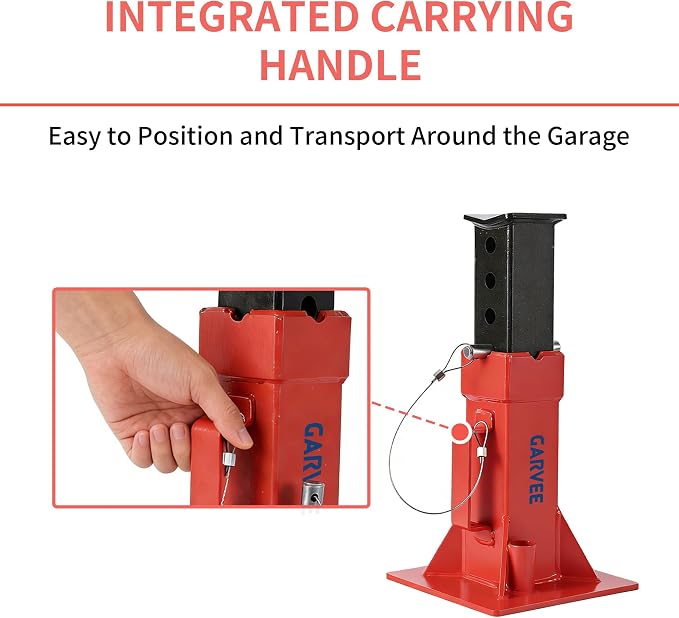 Garvee Heavy-Duty 22 Ton Jack Stands, 2 Pack Pin Type Supports with Quick-Lock for Trucks, RVs & Trailers, 13-19.68 Inch Adjustable Height, Professional Automotive Garage Equipment, Red