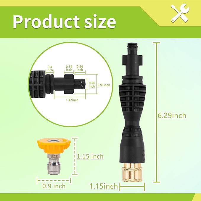 FIXFANS Foam Cannon, Wide Neck Snow Foam Lance with Replacement Adapter for Portland Husky and Ryobi Pressure Washer, Heavy Duty Power Washer Foam Blaster with 1/4 Inch Quick Connector, 5 Nozzle Tips