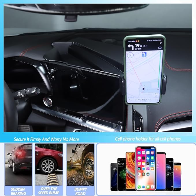 Sekhyna Navigation Screen Back Storage Box Compatible Chevrolet Corvette C8 2020-2025,Dash Organizer Tray,Center Console Phone Insert Auxiliary Storage Tray Interior Accessories (with Phone Mount A)