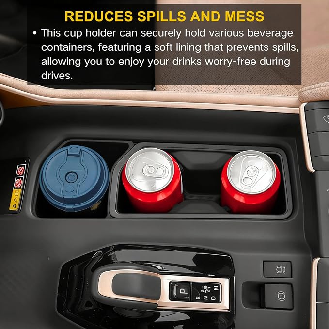 for Toyota Grand Highlander XLE/Hybrid Max/Platinum Accessories 2026 2025 2024 Center Console Cup Holder Liner Insert - TPE, 2 Pack Protector Cup Drink Coaster