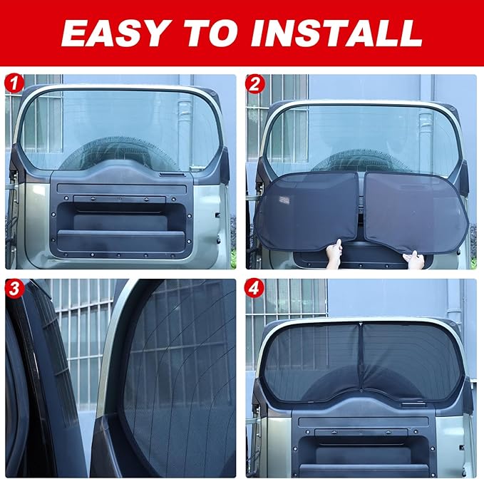Window Shade Compatible with 2020-2025 L@nd Rover Defender 110, Breathable Mesh Side Window Screens Shade Cover for Baby, UV Rays Protection Sun Shade Blocker (Trunk Windows 4Pcs)
