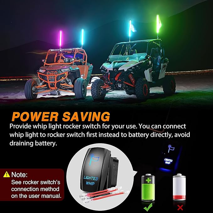 Nilight 2PCS 2FT Spiral RGB Led Whip Light w/RGB Chasing/Dancing Lights RF Remote Control Lighted Antenna Whips for Can-am ATV UTV RZR Polaris Dune Buggy 4-Wheeler Offroad Truck