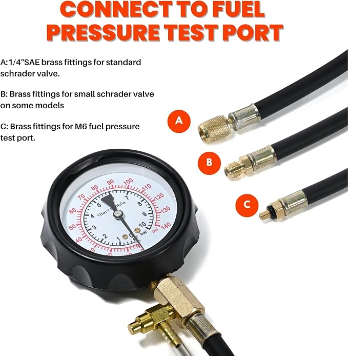 NP Diesel Fuel Pressure Gauge Kit Petrol Fuel Pressure Tester Fuel Injection Pump Diagnostic Tool