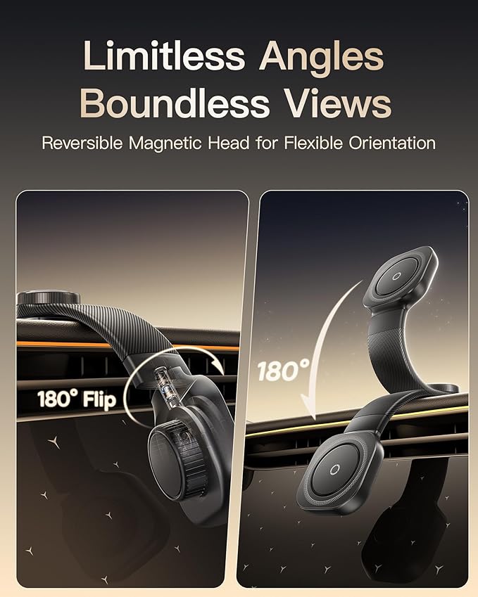 Baseus for MagSafe Car Mount Bendable Memory Titanium Alloy Car Mount Ultra-Mini Retractable Car Charger 60W USB C
