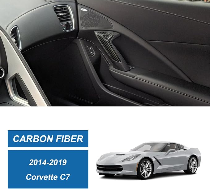 Real Carbon Fiber Interior Door Handle Cover Compatible with Corvette C7 2014–2019