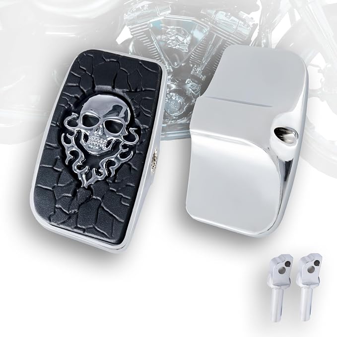 Rear Passenger Footpeg Passenger Peg Floorboard Footboard for Harley (18-later Softail Passenger, MetalSkull-Chrome)