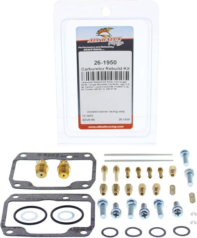 All Balls Racing 26-1950 Carburetor Rebuild Kit Compatible with/Replacement For Arctic Cat Cougar 440 1993-1994, Jag LC/2 1996, Panther LC 1996, Prowler 2 Up 1993, Prowler 440 1993, ZL 440 1997-2000