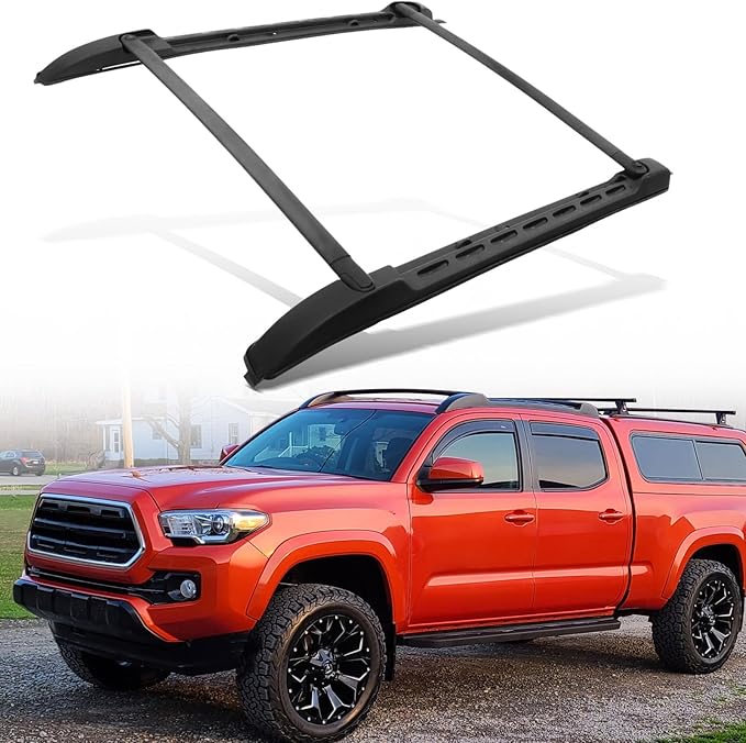 Trumgeta Roof Rack Cross Bars Kit Fit for 2005-2023 Toyota Tacoma Double Cab Only 165lbs Capacity Roof Rails Crossbar for Cargo Bike Kayak Snowboard Rooftop Accessories Cargo Carrier