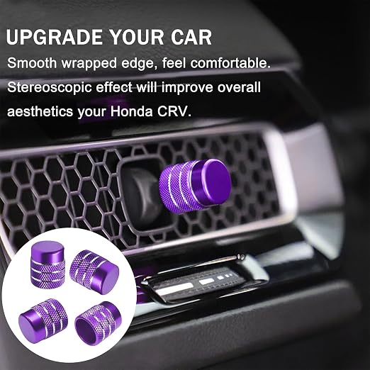 for Honda Civic Accessories 2026 2025 2022-2024 for CRV 2026 2025 2024 2023 for Acura Integra 2025 2024 2023 AC Air Conditioner Knob, Air Vent, Radio, Push Start Button Knob Cover Ring 10Pcs (Purple)